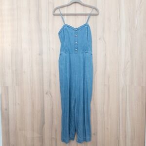 Abercrombie & Fitch Womens Denim Jumpsuit Size M Blue Wide Leg Casual Y2K Street